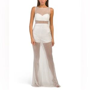 Jovani White Sheer Mesh Dress